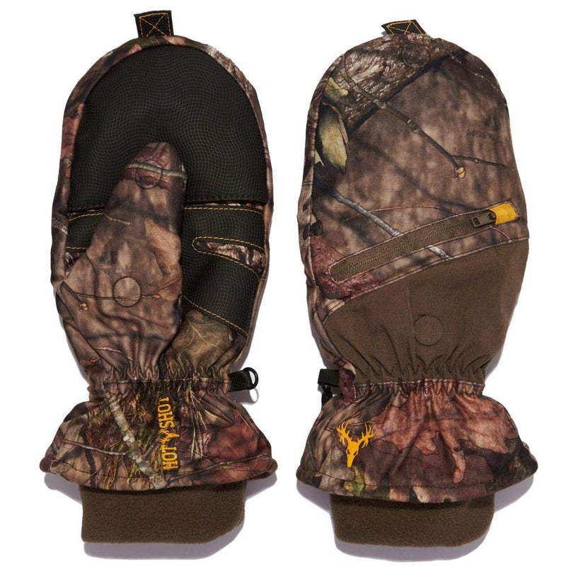 HOT SHOT Menâ€™s Camo Huntsman Pop-Top Mittens â€“ Mossy Oak Break-Up Country Mini, Large - Image 1